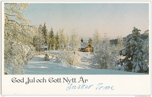 New Year and Christmas Greeting Card - Winter view - Sweden - used - JH Postcards