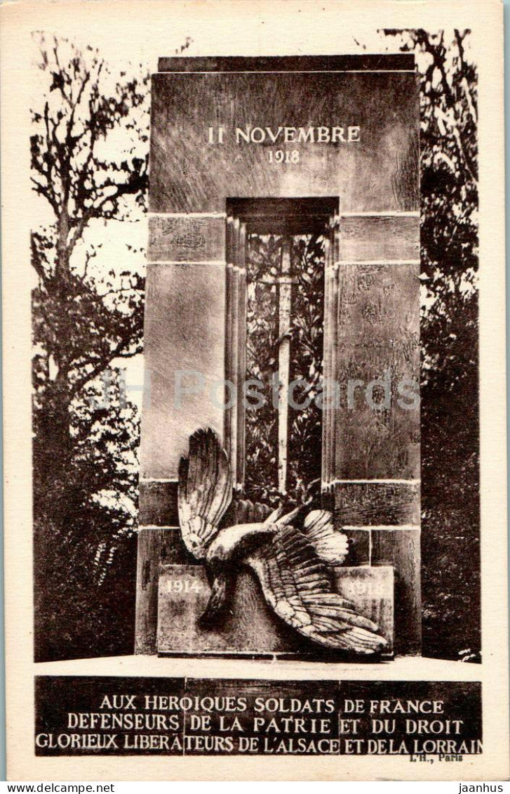 Foret de Compiegne - Clairiere de l'Armistice - monument - old postcard - France - unused - JH Postcards