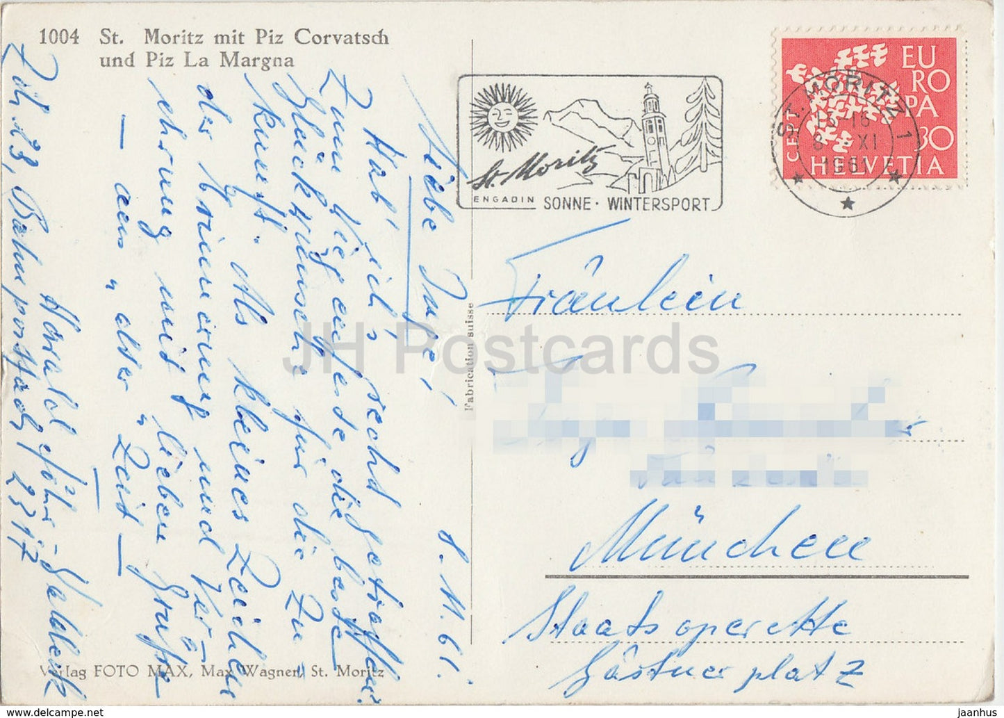 St Moritz mit Piz Corvatsch und Piz La Margna - 1961 - Suisse - d'occasion
