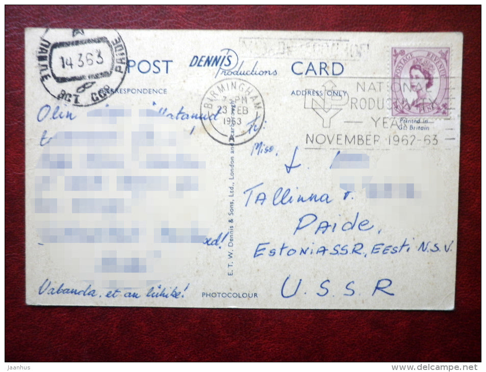 Birmingham - New Street - sent to Estonia, USSR 1963 , stamped - England - United Kingdom - used - JH Postcards