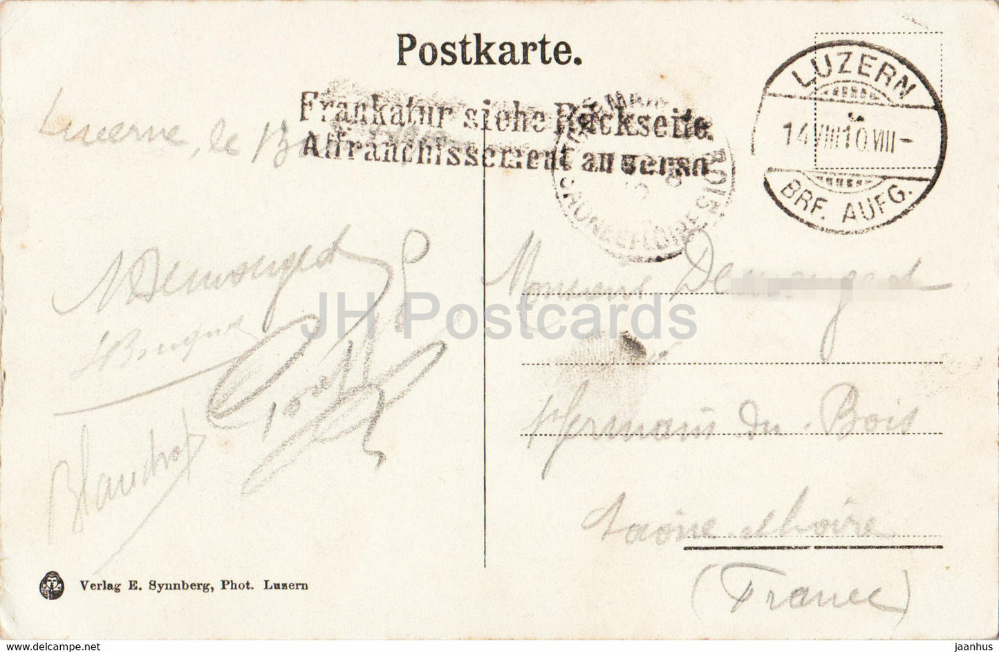 Luzern - Lucerne - Schweizerhofquai - 619 - tram - boat - steamer - ship - old postcard - 1910 - Switzerland - used