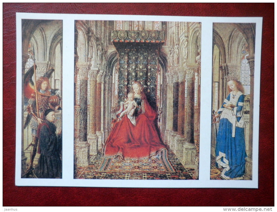 painting by Jan van Eyck , Triptych , 1635 - flemish art - unused - JH Postcards