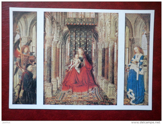 painting by Jan van Eyck , Triptych , 1635 - flemish art - unused - JH Postcards