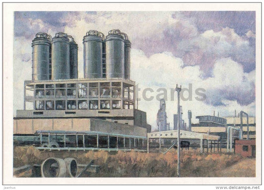 illustration by M. Sapozhnikov - Tomsk Petrochemical Plant - industry - Tomsk oblast - 1987 - Russia USSR - unused - JH Postcards