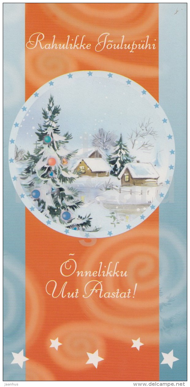 Christmas greeting card - houses - illustration - Estonia - used in 2006 - JH Postcards