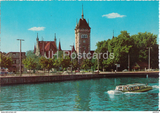 Zurich - Blick auf Limmat und Landesmuseum - boat - Switzerland - unused - JH Postcards