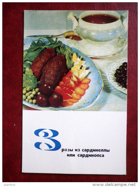 zrazy of pilchards - fish food - cooking recipes - 1971 - Russia USSR - unused - JH Postcards