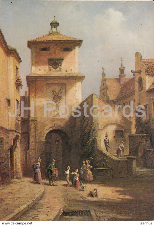 painting by Willy Moralt - Der Leierkastenmann - German art - Germany - used - JH Postcards