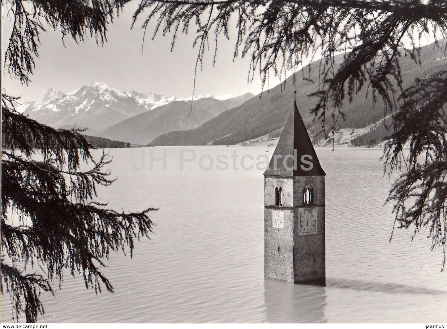 Venosta Alta - Campanile della Curon allagata - flooded bell tower - Italy - old postcard - unused - JH Postcards