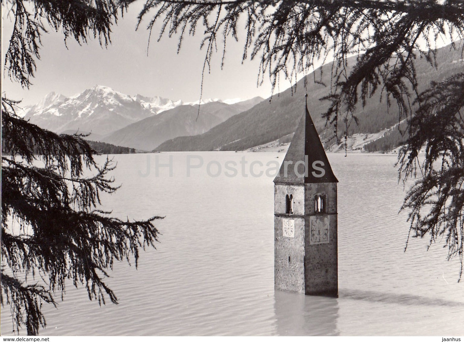 Venosta Alta - Campanile della Curon allagata - flooded bell tower - Italy - old postcard - unused - JH Postcards