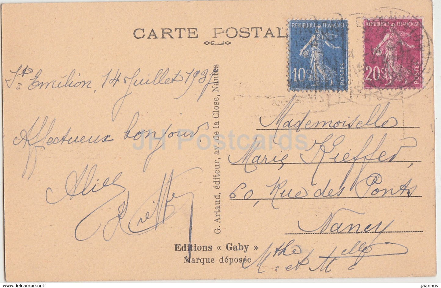 Saint Emilion - Cloitre de la Collegiale - cloister - 25 - 1937 - old postcard - France - used
