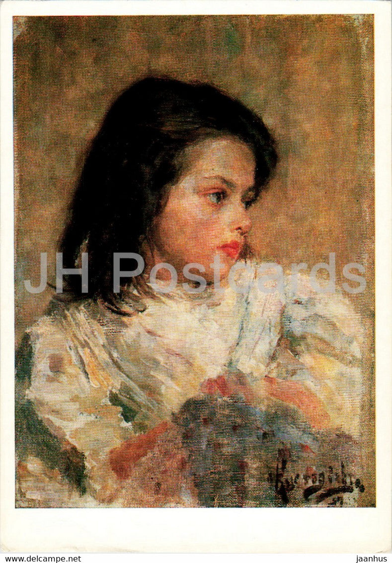 painting by Boris Kustodiev - A Girl - Russian art - Russia USSR - unused - JH Postcards