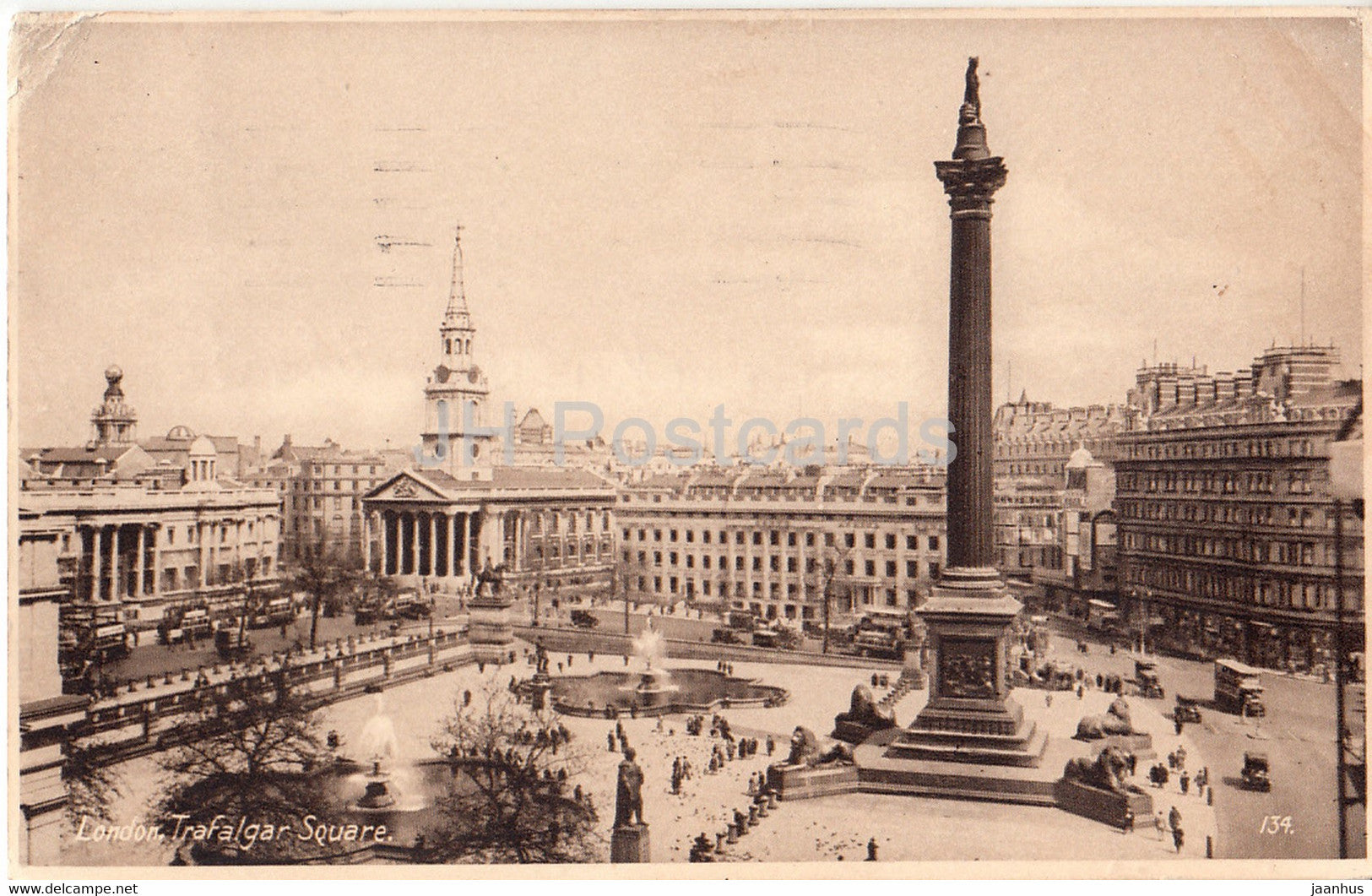 London - Trafalgar Square - Beagles - 134 - old postcard - England - United Kingdom - used - JH Postcards