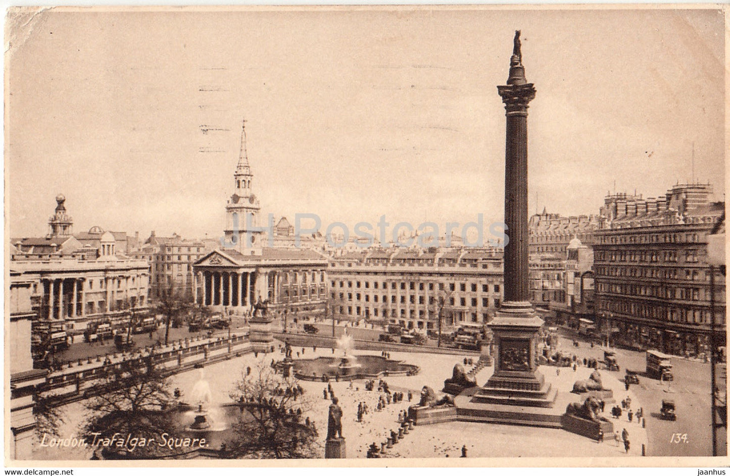 London - Trafalgar Square - Beagles - 134 - old postcard - England - United Kingdom - used - JH Postcards