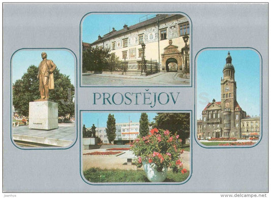 Prostejov - monument to Lenin - Birthplace of the poet Jiriho Wolkra - Czechoslovakia - Czech - unused - JH Postcards