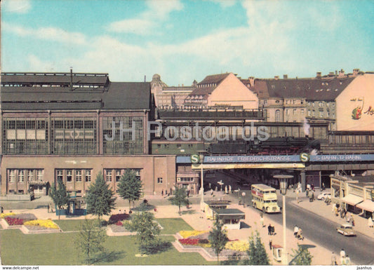 Berlin - Bahnhof Friedrichstrasse - bus - railway station - 1964 - Germany DDR - used - JH Postcards