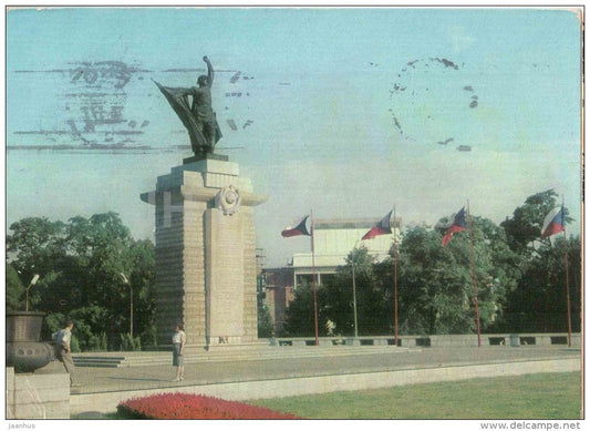 Brno - Red Army Square and the Memorial - Czechoslovakia - Czech - used 1967 - JH Postcards