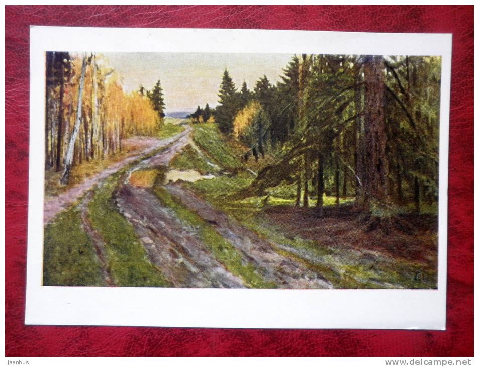 Painting by G. G. Azgur - autumn evening , 1960 - russian art - unused - JH Postcards