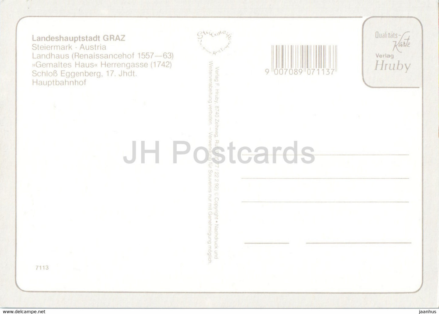 Grusse aus Graz - Landhaus - Gemaltes Haus - Schloss Eggenberg - Haupbahnhof -  Austria - unused