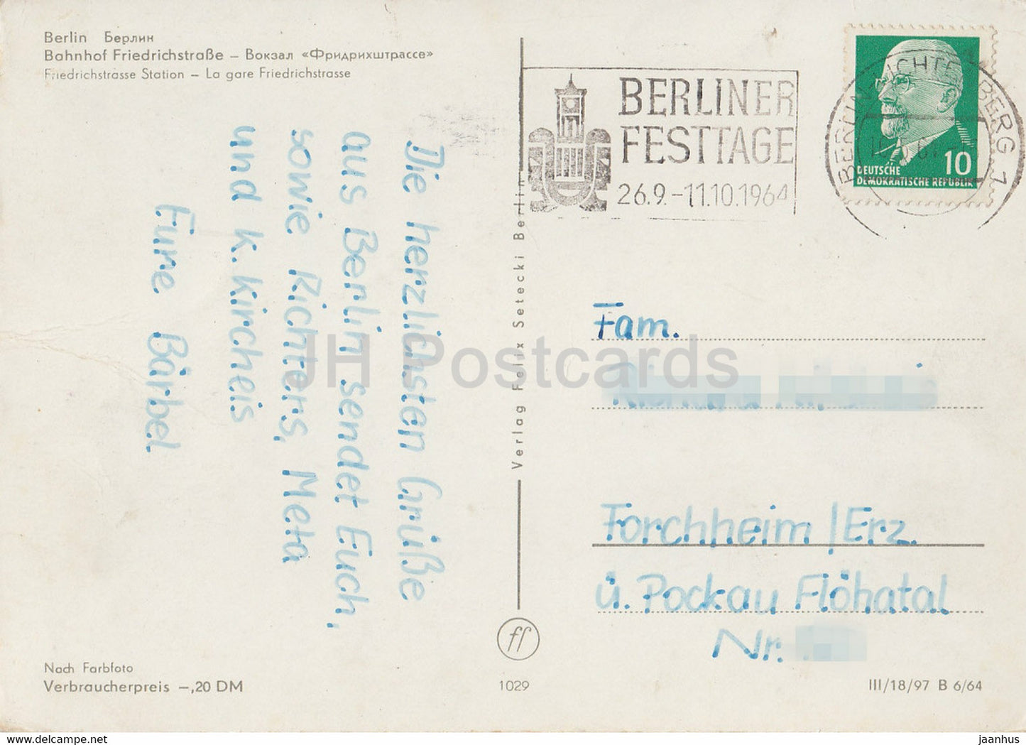 Berlin - Bahnhof Friedrichstrasse - bus - railway station - 1964 - Germany DDR - used