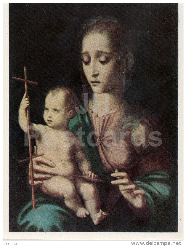 painting by Luis de Morales - Madonna with Child - Spanish Art - 1963 - Russia USSR - unused - JH Postcards