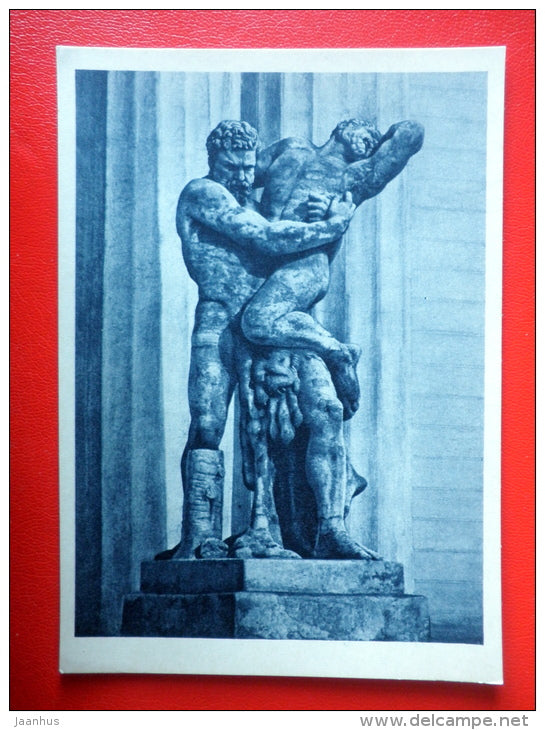 sculpture by S. Pimenov . Hercules strangling Antaeus , 1809-1811 - sculpture - russian art - unused - JH Postcards
