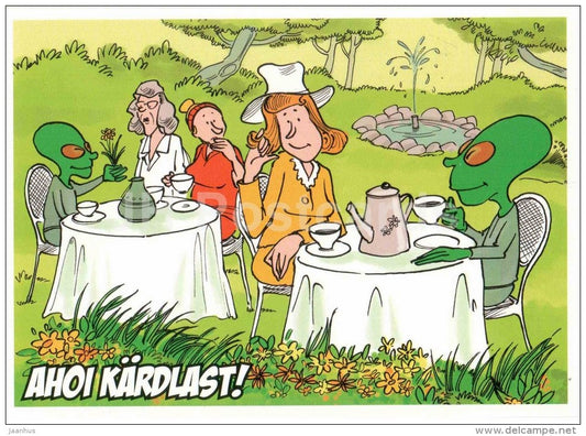 Lunch with Aliens - Hello from Kardla - illustration - 2011 - Estonia - unused - JH Postcards