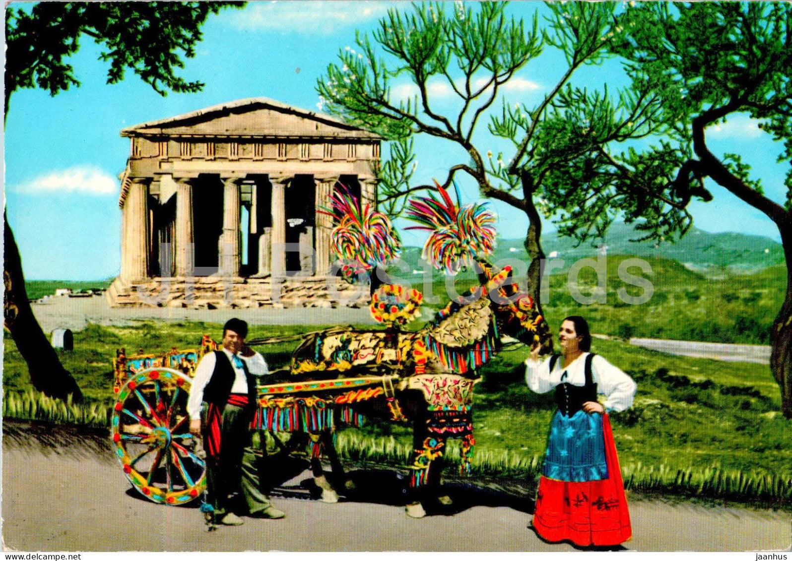 Carretto Siciliano - Sicilian cart - folk costume - horse - 2/224 - 1986 - Italy - used - JH Postcards
