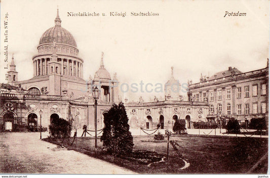 Potsdam - Nicolaikirche u Konigl Stadtschloss - castle - old postcard - Germany - unused - JH Postcards