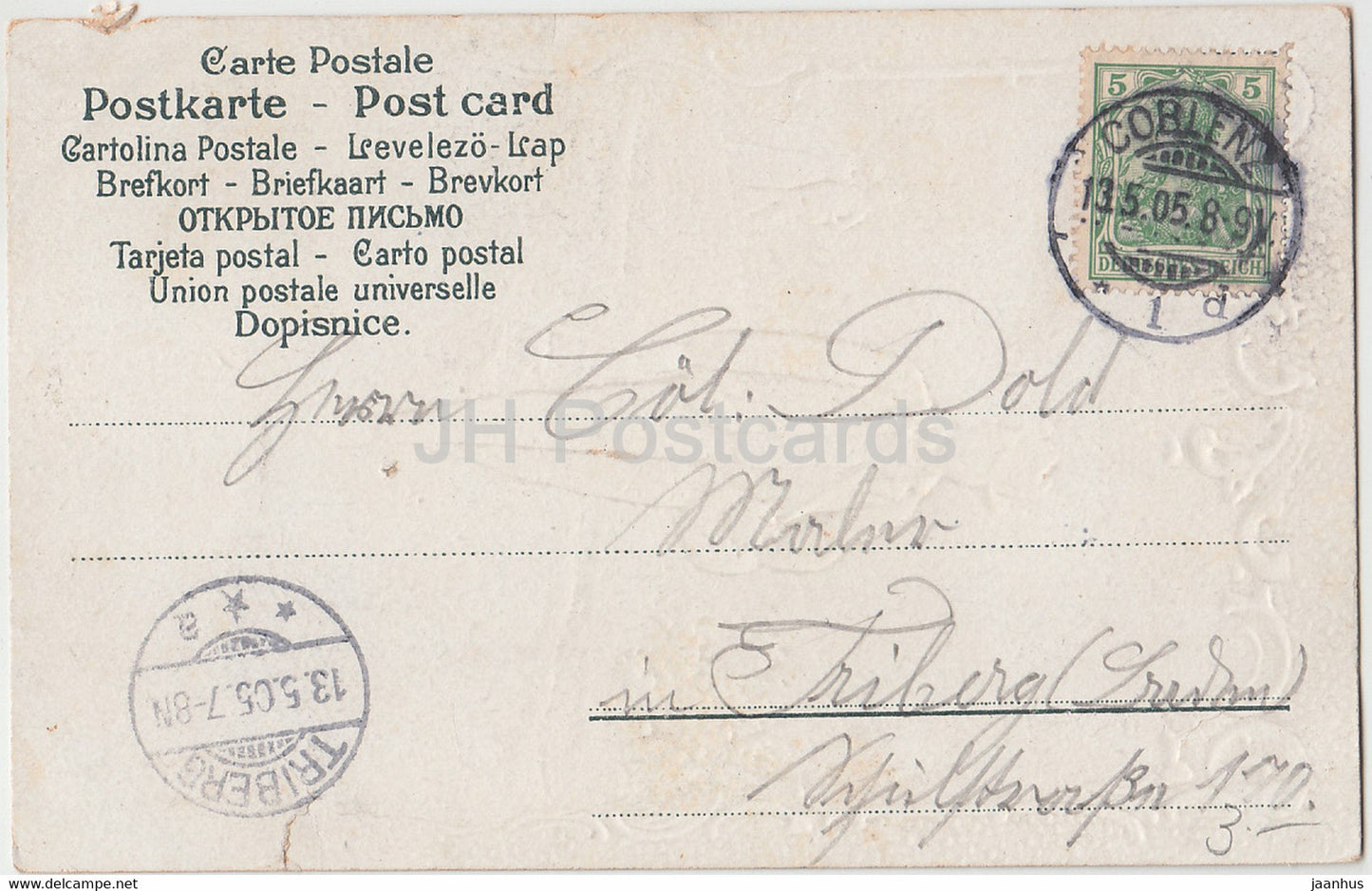 Ein Strausschen am Hute - homme - SER 1780 - illustration - carte postale ancienne - 1905 - Allemagne - utilisé