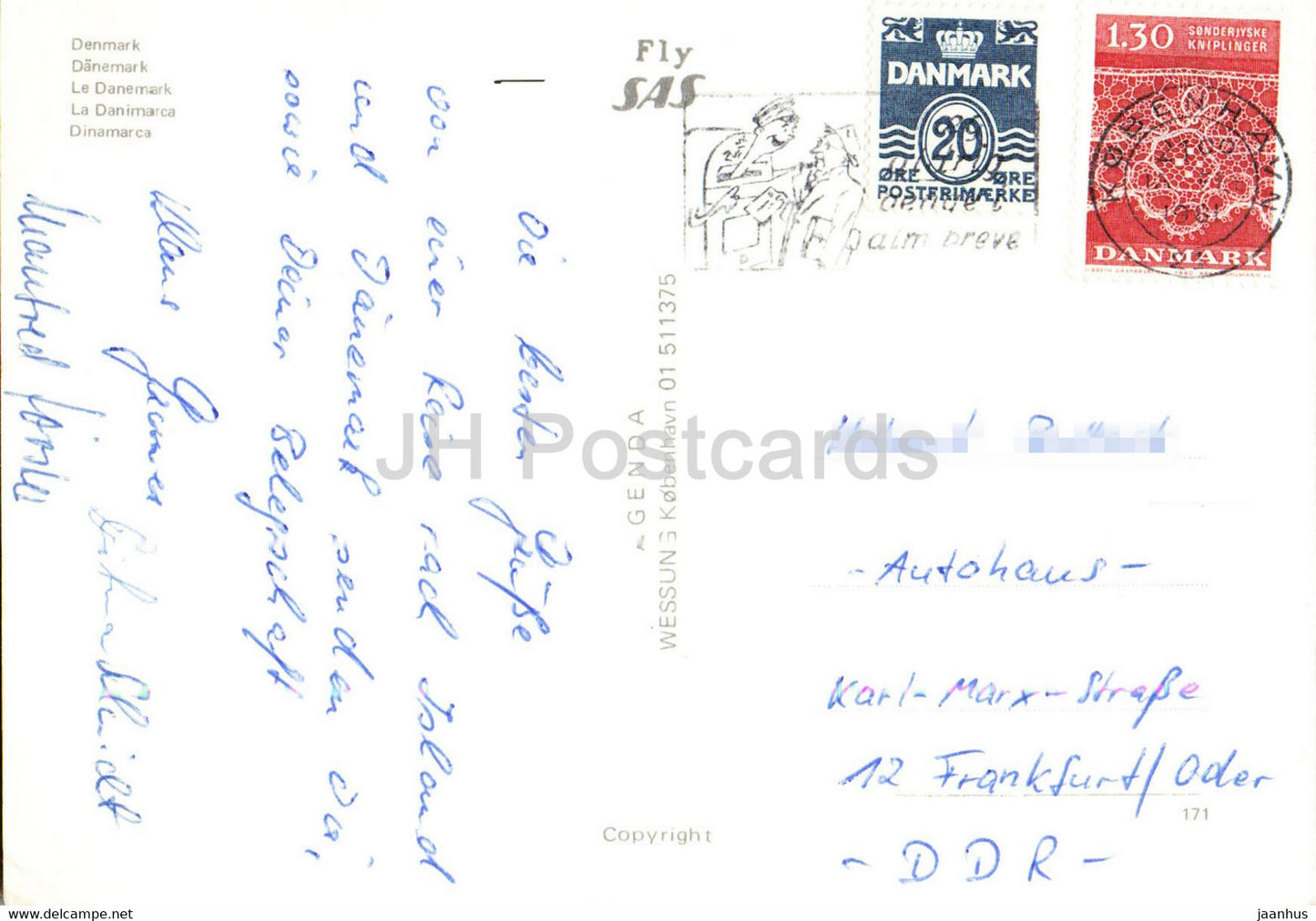 Vesterhavet - North Sea - Fly SAS - multiview - 1981 - Denmark - used