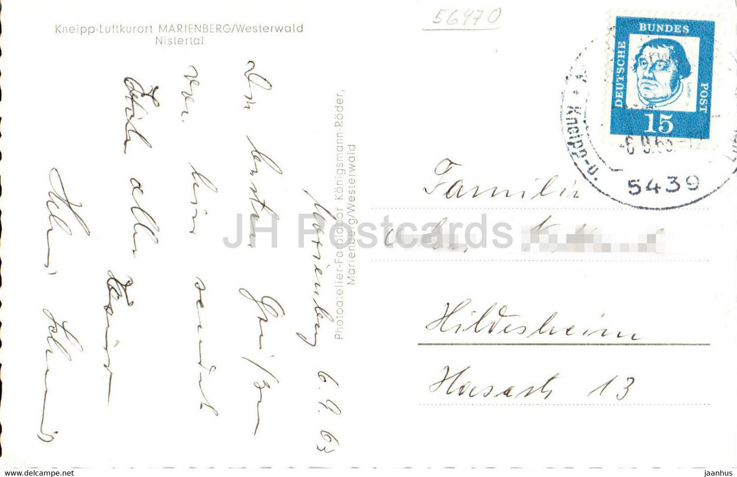 Kneipp Luftkurort Marienberg - Nistertal - 1963 - Germany - used