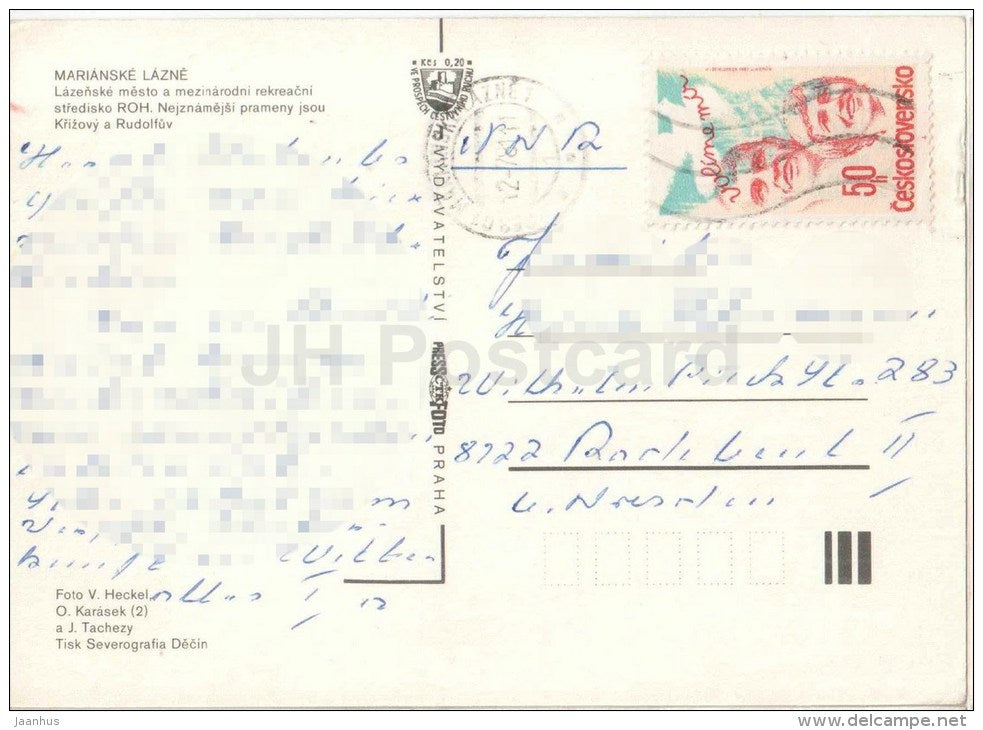 Marianske Lazne - Marienbad - architecture - town views - Czechoslovakia - Czech - used 1981 - JH Postcards