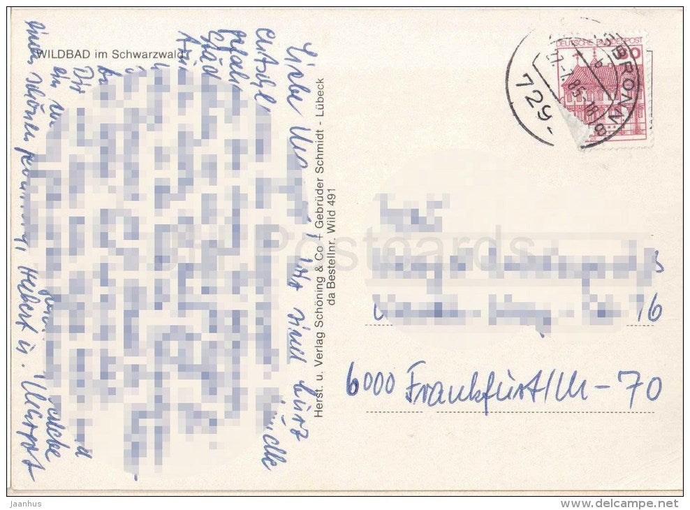 Wildbad im Schwarzwald - Germany - 1985 gelaufen - JH Postcards