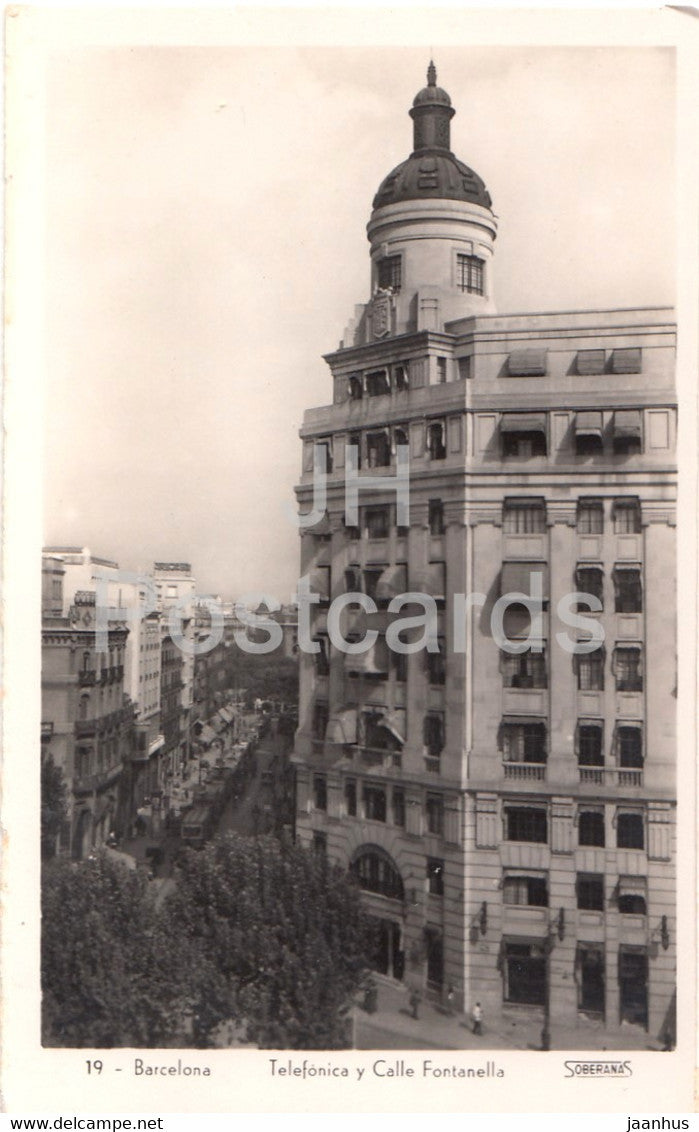 Barcelona - Telefonica y Calle Fontanella - 19 - old postcard - Spain - unused - JH Postcards