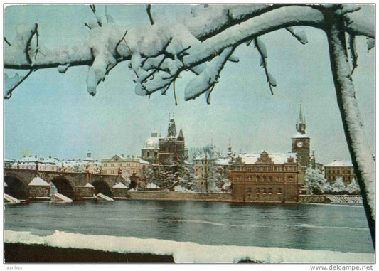 Praha - Prague - Charles bridge and Smetana Museum in Winter - Czechoslovakia - Czech - used - JH Postcards
