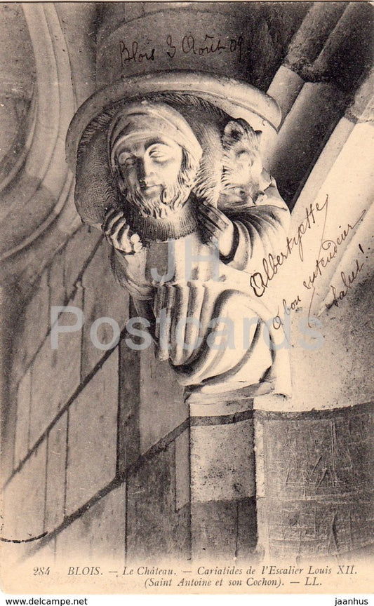 Blois - Le Chateau - Cariatides de l'Escalier Louis XII - 284 - old postcard - France - used - JH Postcards