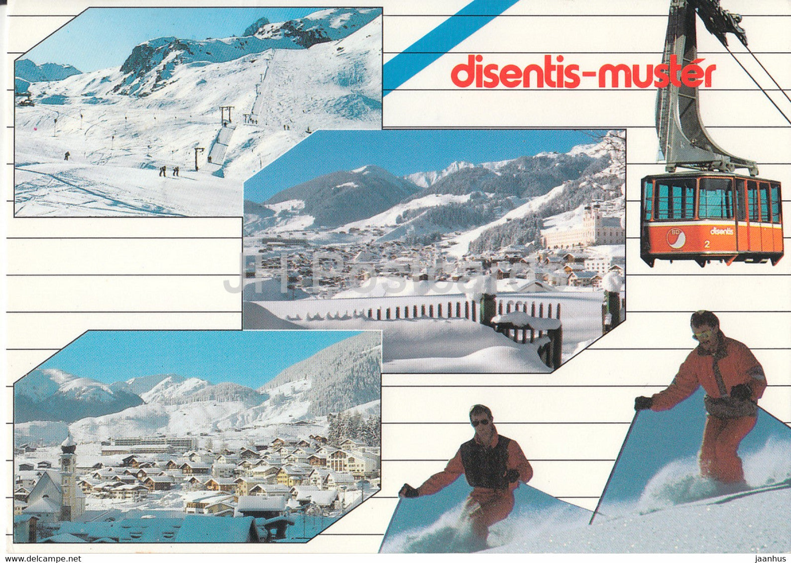 Disentis Muster -  skiing - cable car - 1995 - Switzerland - used - JH Postcards