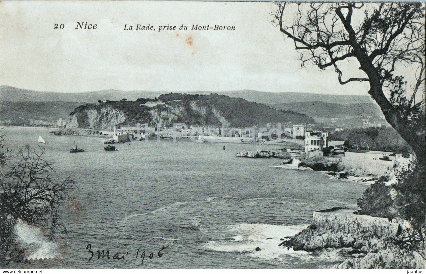 Nice - La Rade prise du Mont Boron - 20 - old postcard - 1906 - France - used - JH Postcards