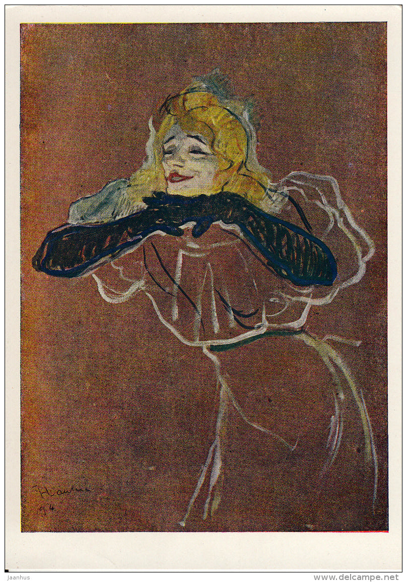 painting by Henri de Toulouse-Lautrec - Yvette Guilbert singing , 1894 - French Art - 1963 - Russia USSR - unused - JH Postcards