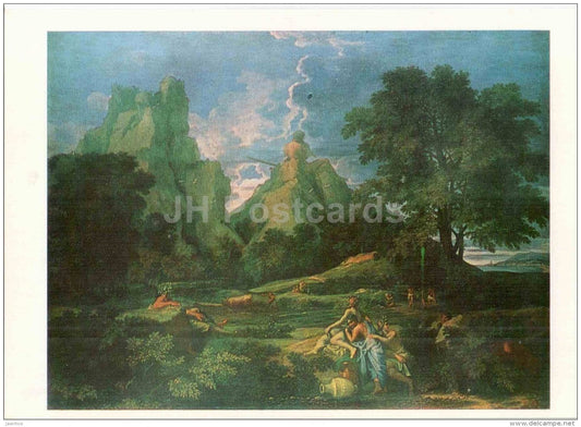 painting by Nicholas Poussin - Landscape with Polyphemus , 1649 - french art - Russia USSR - unused - JH Postcards