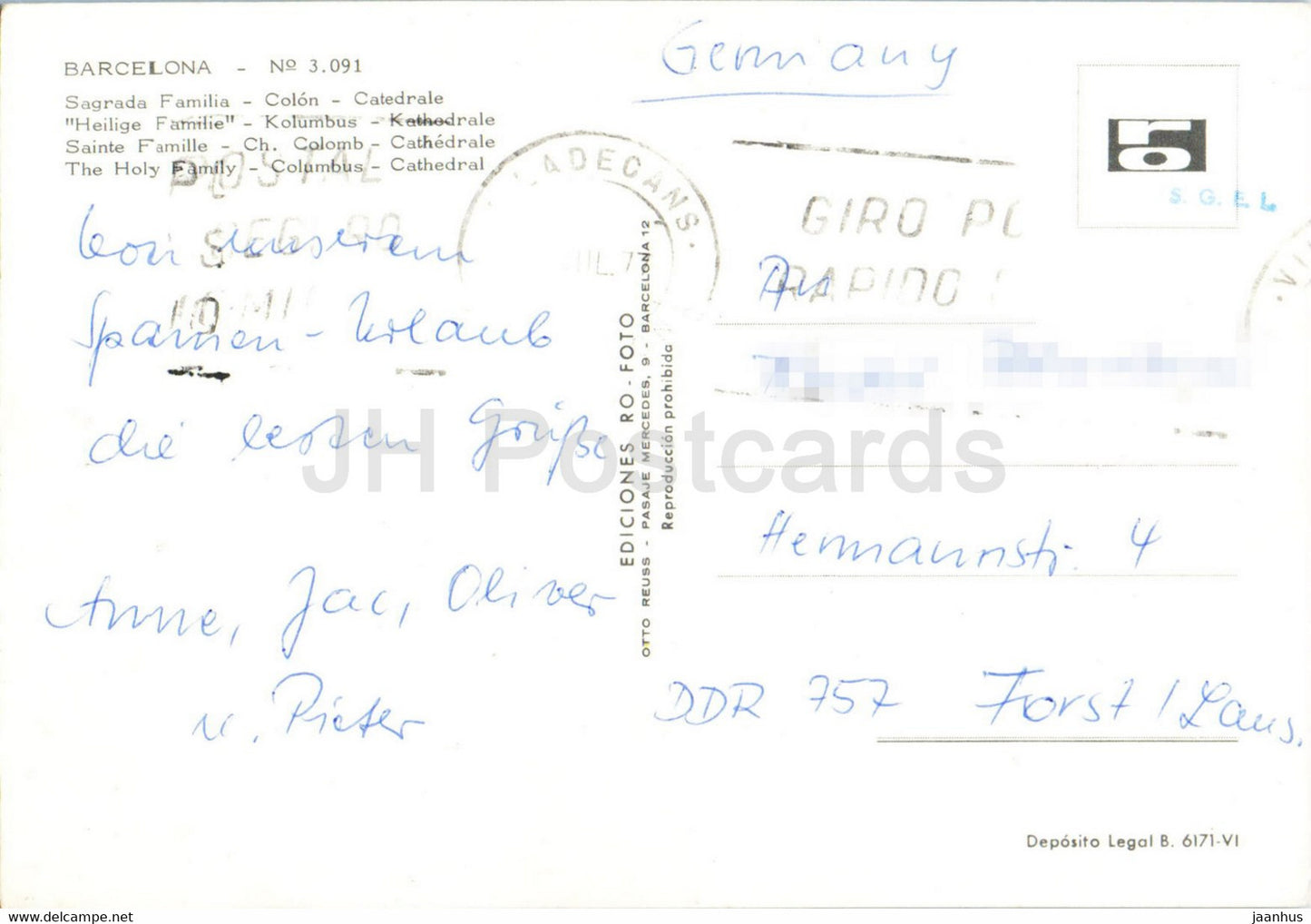 Barcelona - Sagrada Familia - Colon - Catedrale - Kolumbus - Kathedrale - 3091 - Spanien - gebraucht