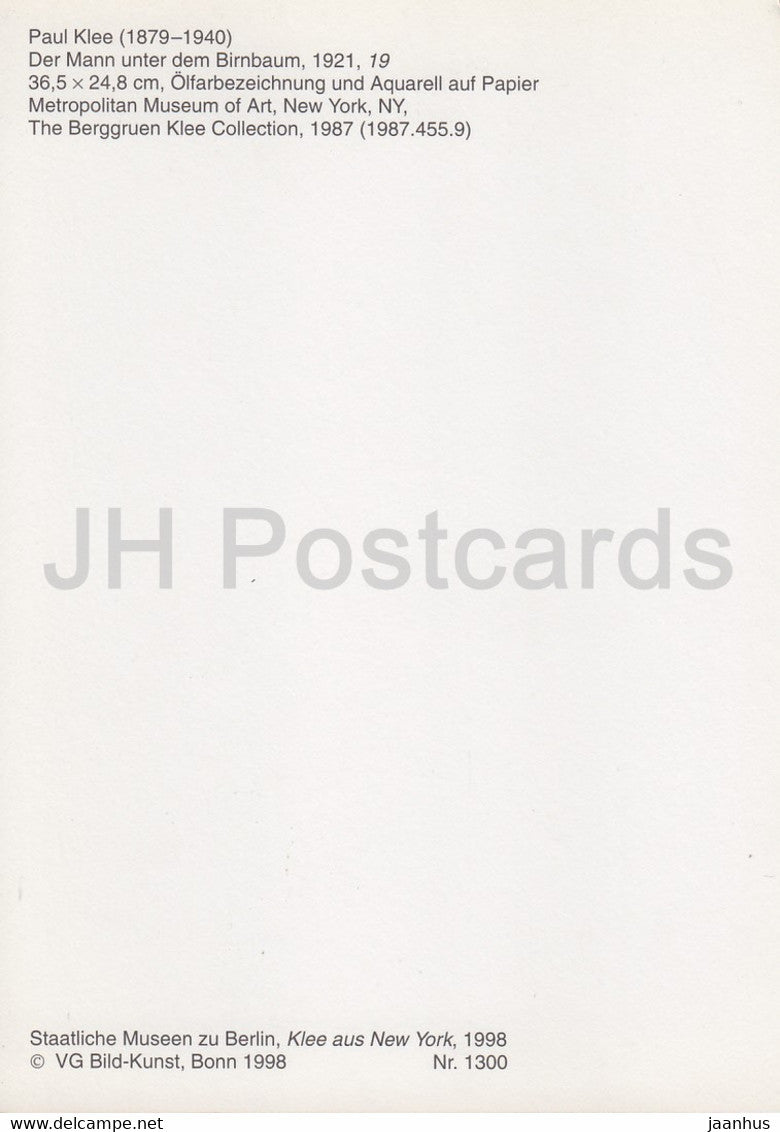 painting by Paul Klee - Der Mann unter den Birnbaum - German art - 1998 - Germany - unused