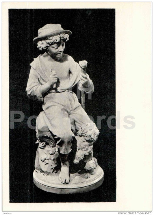 sculpture by Ugo Zannoni - Young Sculptor , 1873 - italian art - unused - JH Postcards