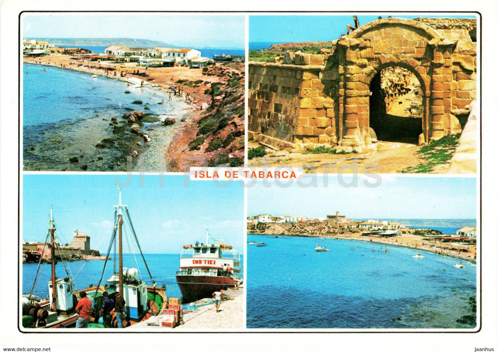 Isla de Tabarca - Playa - Puerto y Muralla - beach - port - wall - ship - boat - 219 - Spain - unused - JH Postcards
