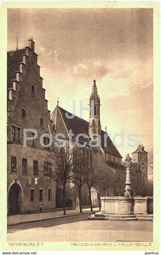Rothenburg o d Tauber - Franziskanerkirche u Frauenschule - old postcard - Germany - unused - JH Postcards