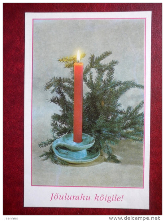 New Year Greeting card - candle - 1991 - Estonia USSR - used - JH Postcards