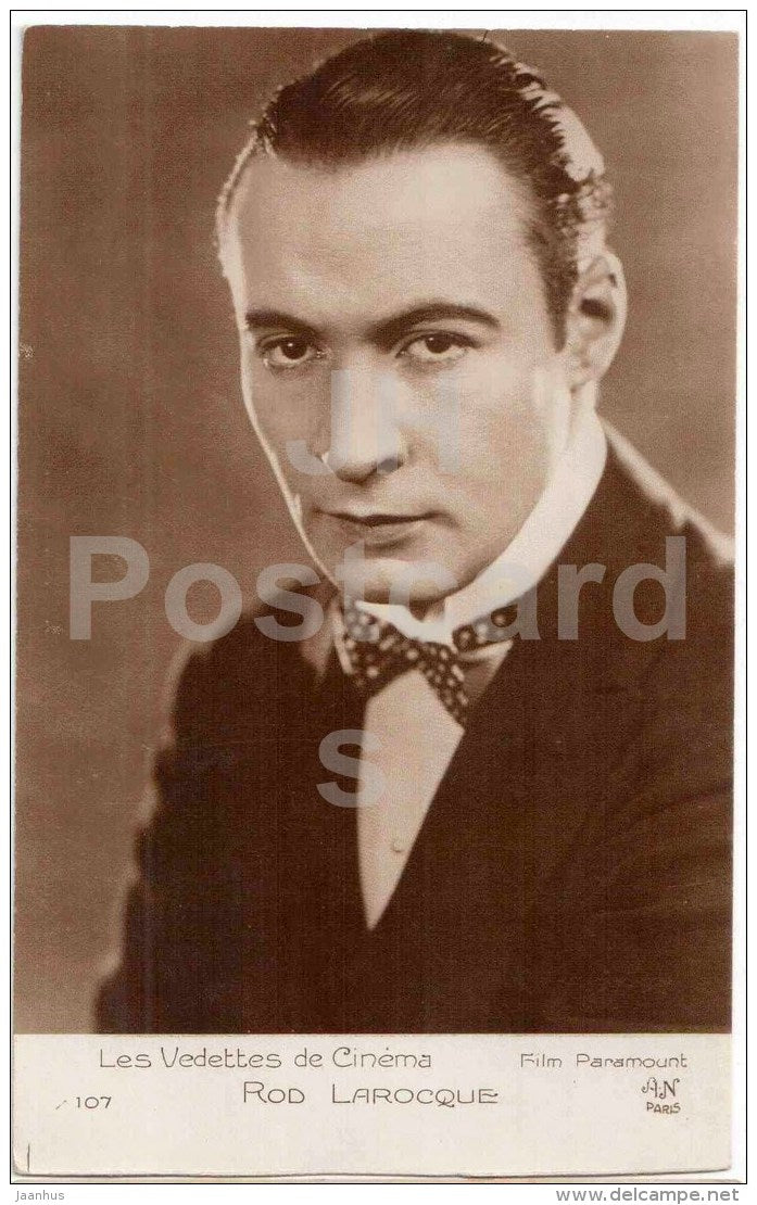 Rod Larocque - Les Vedettes de Cinema - movie actor - Film Paramount AN Paris - 107 - old postcard - unused - JH Postcards