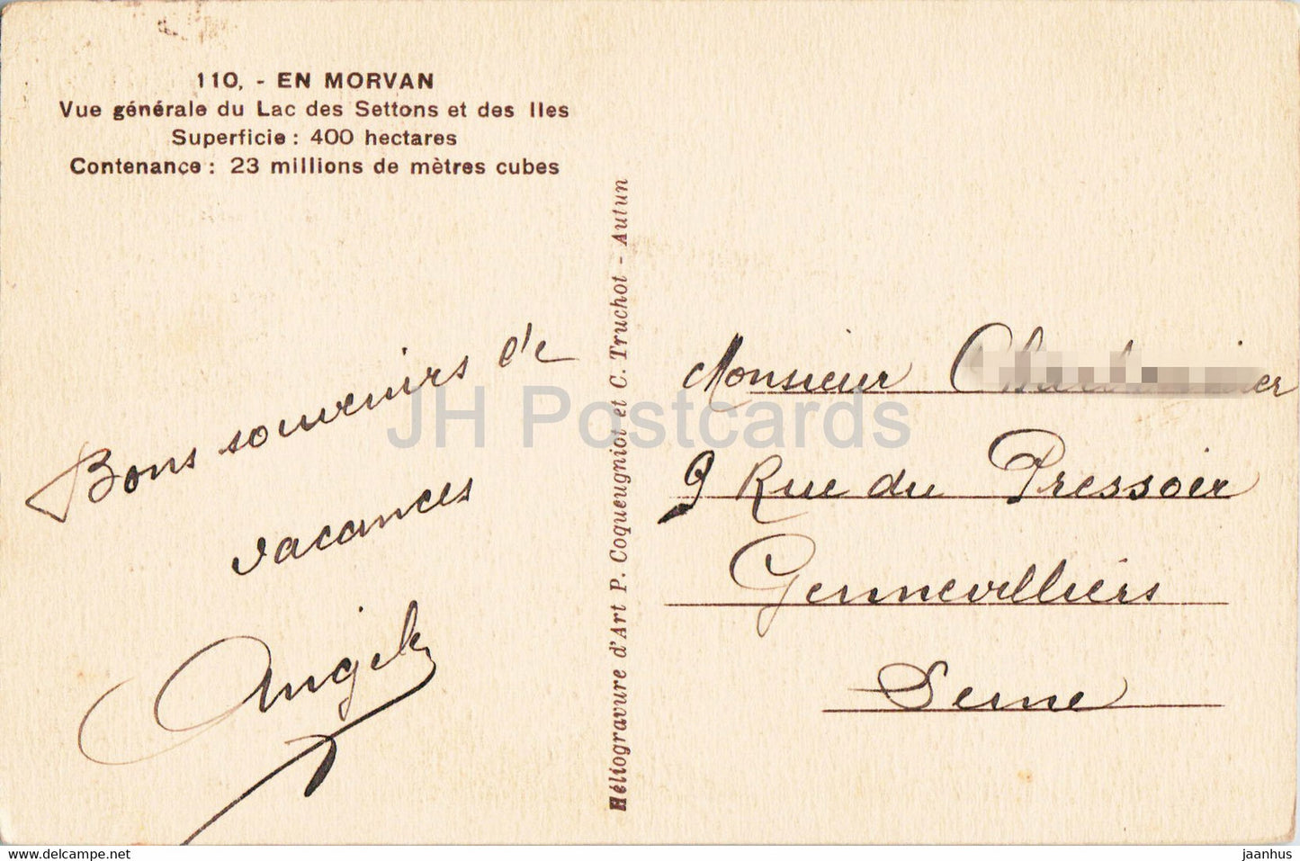 En Morvan - Vue Generale du Lac des Settons et des Iles - 110 - alte Postkarte - Frankreich - gebraucht