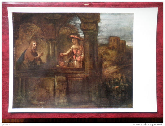 Painting by Rembrandt - Christ and the Woman of Samaria , 1659 - maxi card - dutch art - 1973 - unused - JH Postcards